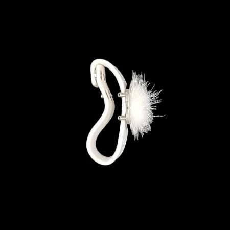 Leder Armband mit Puschel weiß